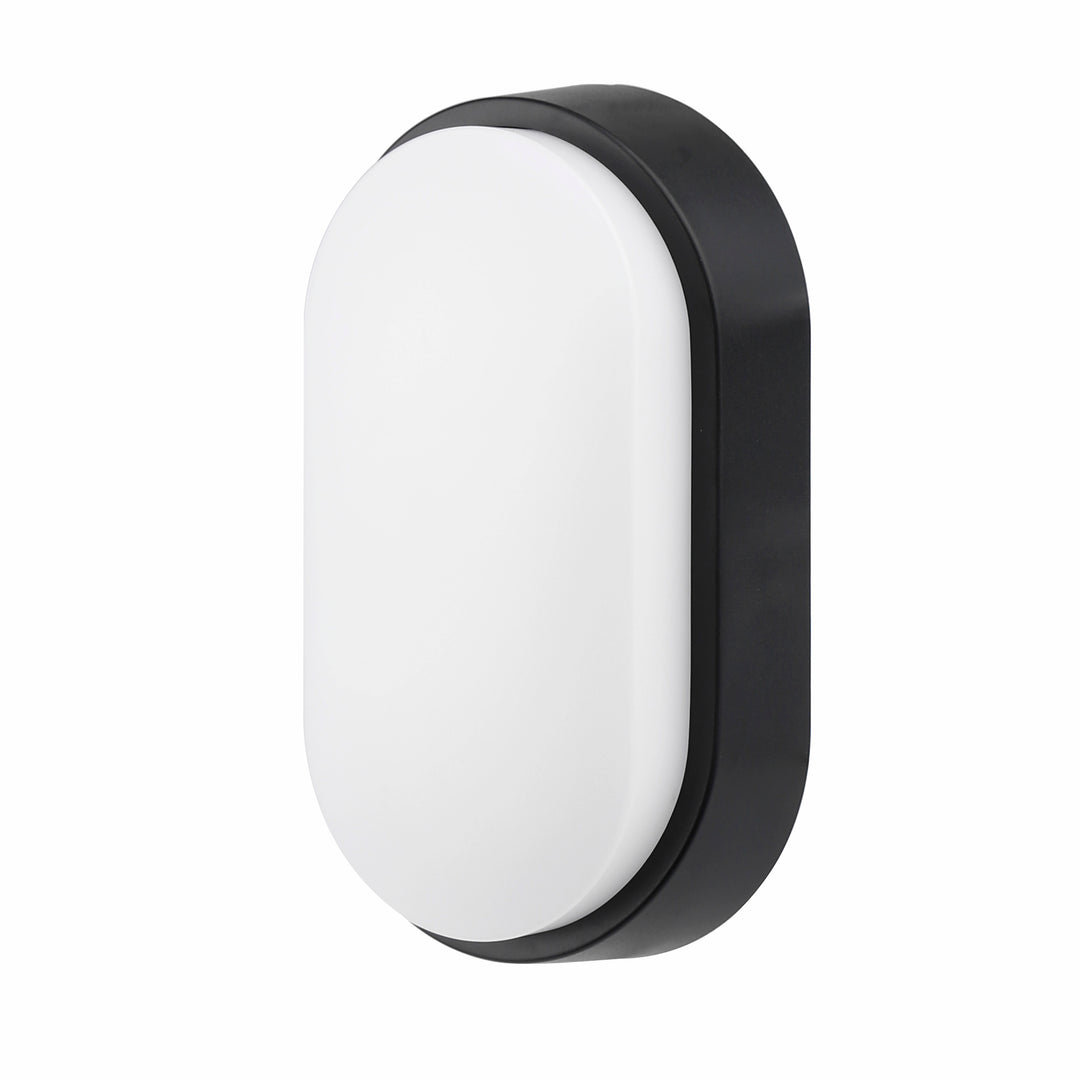 14W Oval Dual Fascia IP65 Bulkhead Black