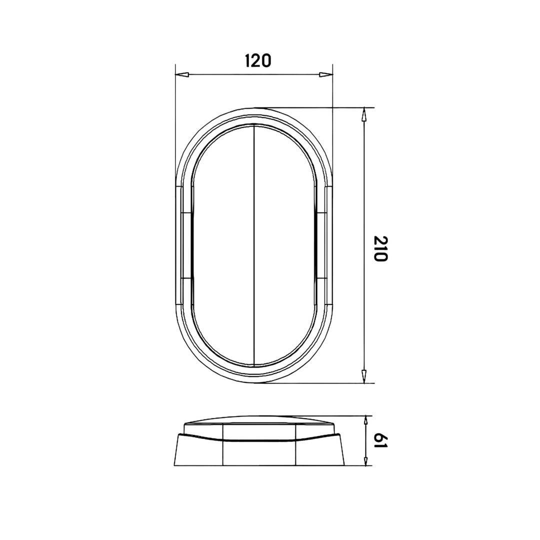 14W Oval Dual Fascia IP65 Bulkhead White