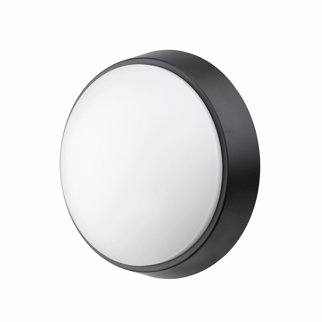 14W Round Dual Fascia IP65 Bulkhead Black