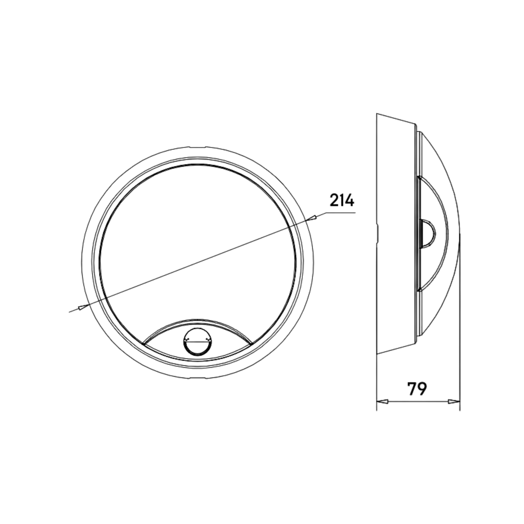 14W Round Dual Fascia IP65 Bulkhead White