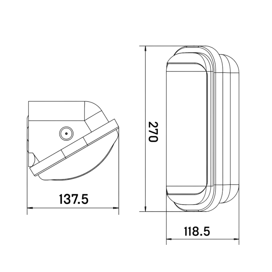 Dual Power 7/12W IP65 Bulkhead Black