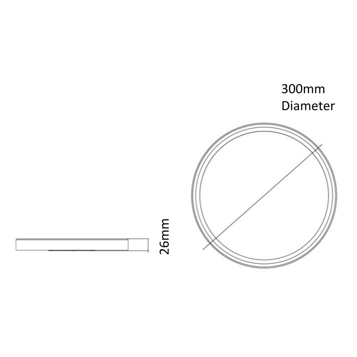 Slim Ceiling Light 15-18W 300mm IP65