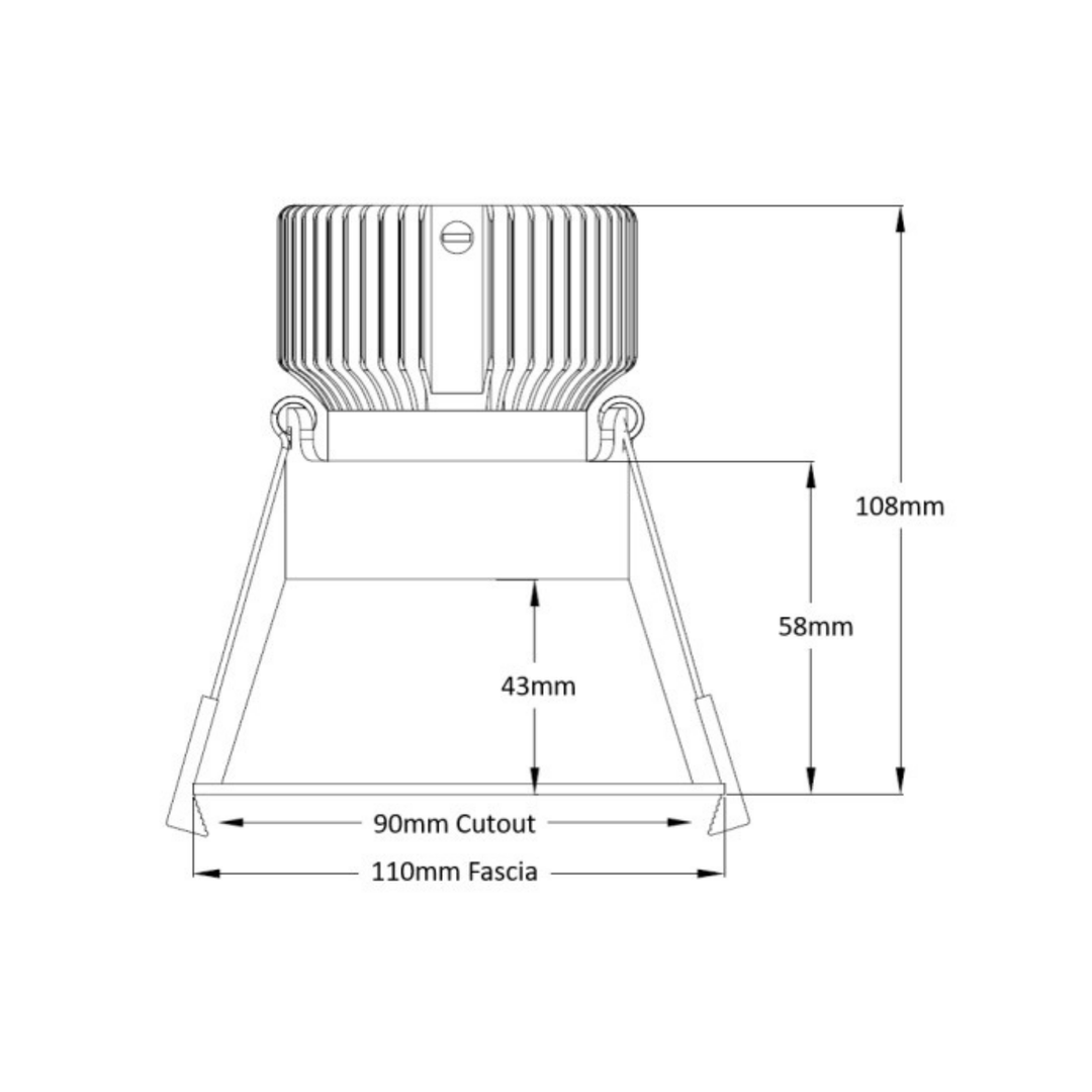 12W LED 100mm Deep Recess Arch Downlight 3K 4K