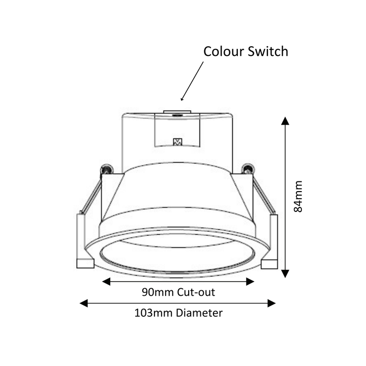 10W 103mm Semi Recessed Downlight 3T