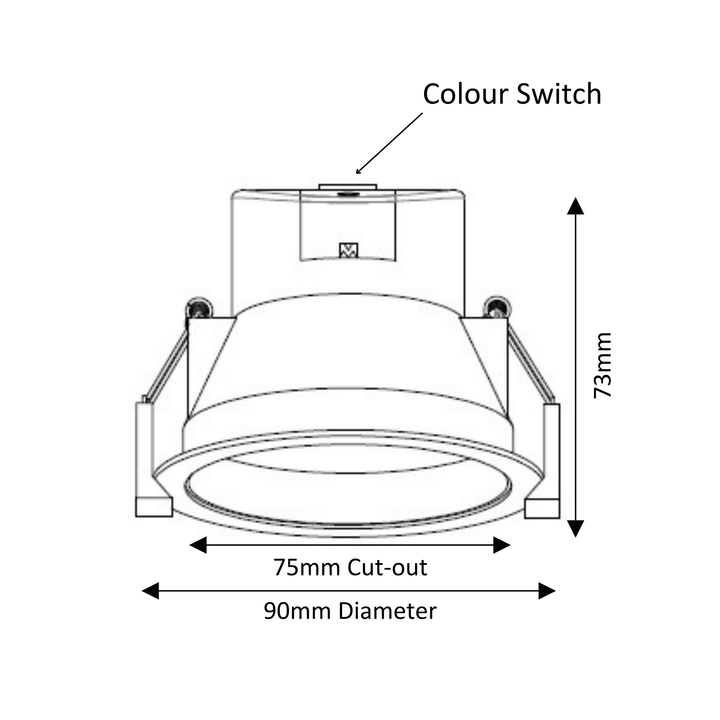 8W 90mm Semi Recessed Downlight 3T