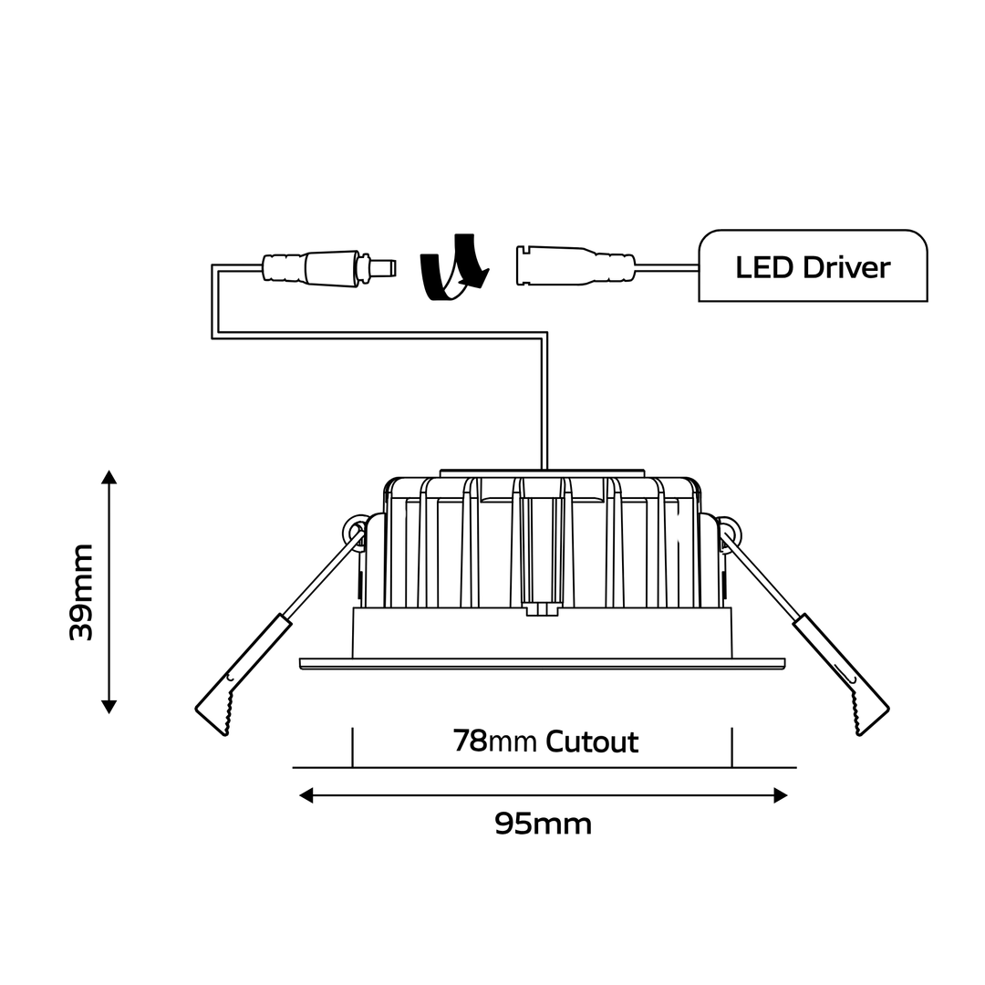 8W LED 95mm 3K 4K Downlight 96+CRI