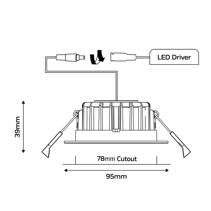 8W LED 95mm 3K 4K Downlight 96+CRI