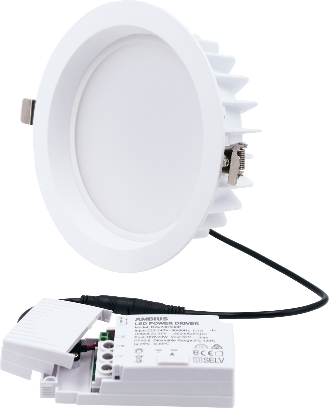 Dual Power 16/20W LED 192mm 4K Downlight