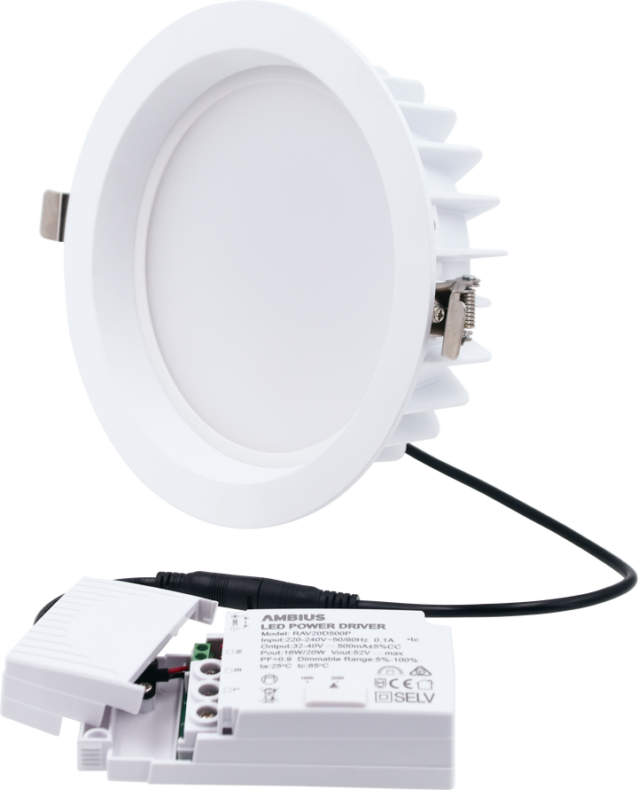 Dual Power 16/20W LED 192mm 4K Downlight