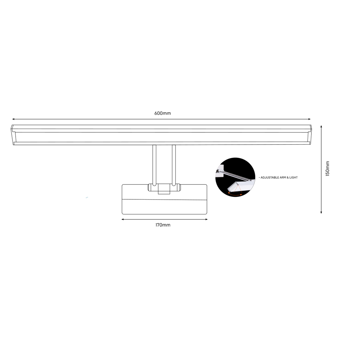 12W Adjustable Mirror Light Brushed